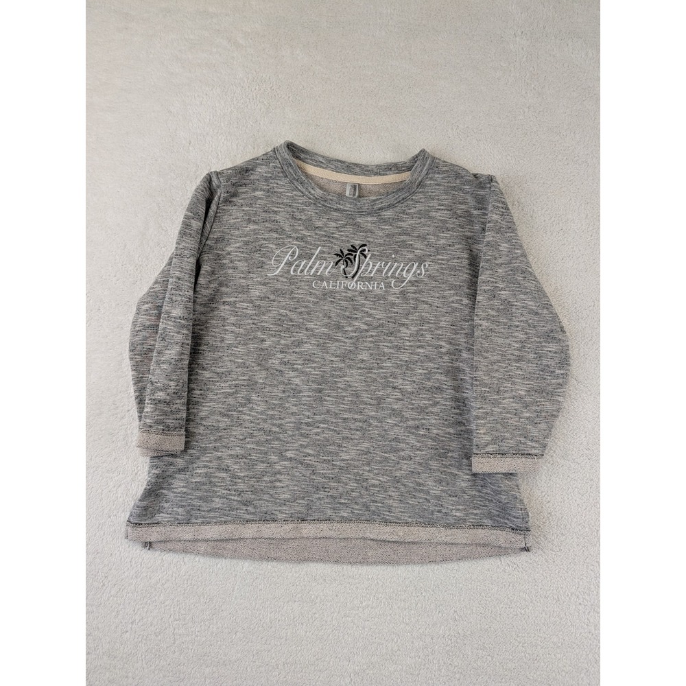 Teemax Palm Springs California Graphic Sweatshirt Grey Space Dye Womens Medium
